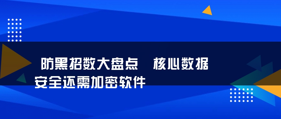 防黑招数大盘点 核心数据安全还需加密软件
